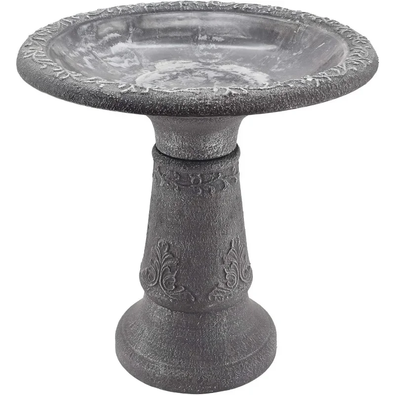 Garden Products BB05 Stone Fiberclay Birdbath 19.5x10.25x20.5, Grey