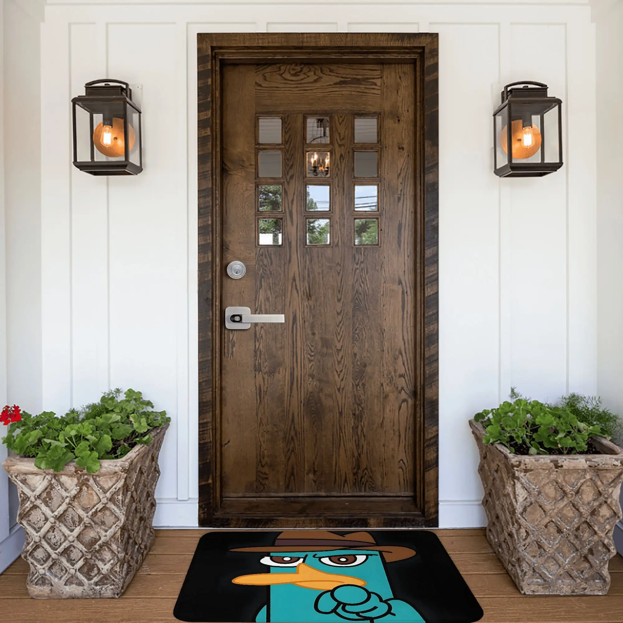 1pc Perry the Platypus Mat - ' Cartoon Mat with Iconic Green-Eyed Platypus Face, Machine-Washable Indoor/Outdoor for & Room,