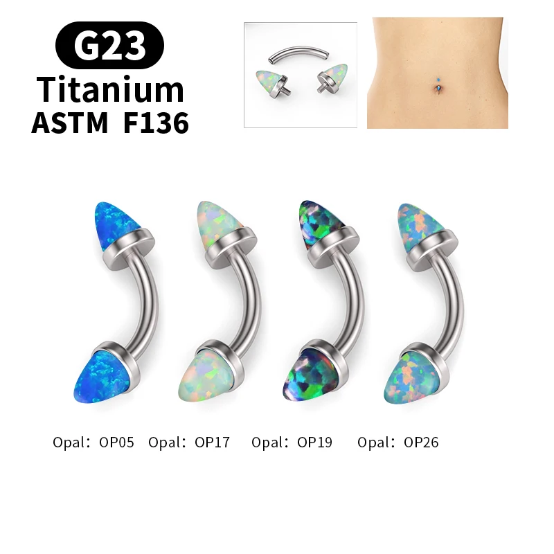 

G23 Titanium Exquisite Opal Belly Button Rings 14G Navel Piercing Ring Women Girl Belly Piercing Sexy Body Jewelry Ombligo