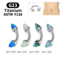 G23 Titanium Exquisite Opal Belly Button Rings 14G Navel Piercing Ring Women Girl Belly Piercing Sexy Body Jewelry Ombligo
