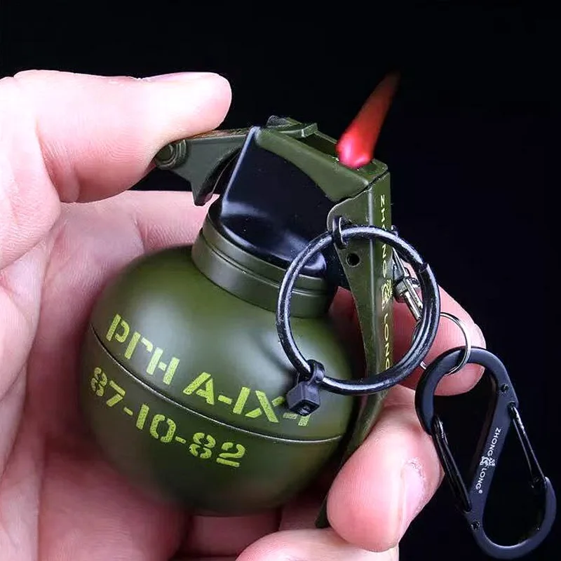 New Novel Cigar Igniter Grenade Model Metal Windproof Red Fire Lighter Open Flame Smoke Cigarette Lighters & Smoking Accessories