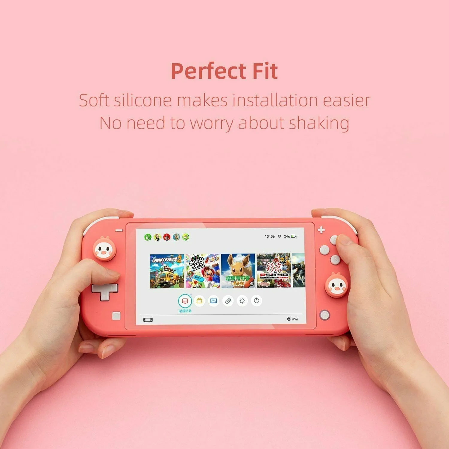 GeekShare 엄지 그립 캡 조이스틱 커버, 닌텐도 스위치, OLED, 라이트 애니멀 시리즈, 닌텐도 스위치 액세서리, 19 종류 4 개