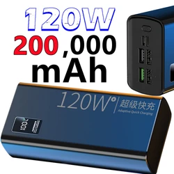 120W Power Bank For Xiaomi  Super Fast Charging 200,000mAh Ultralarge Capacity For  External Battery For Cell Phones, Laptops