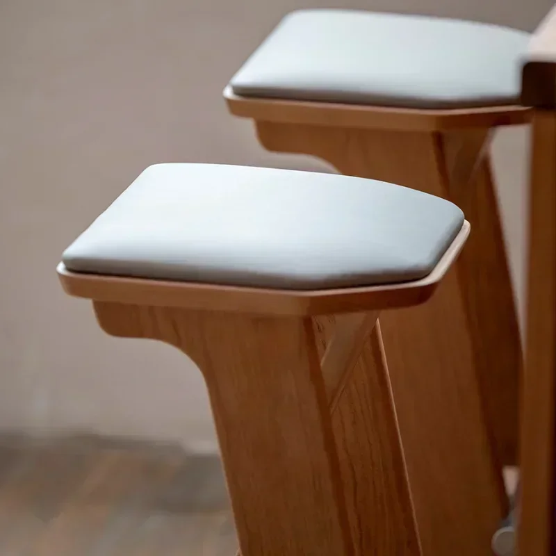 

Creative Solid Wood High and Low Foot Bar Stools, Simple Modern Open Dining Chairs, Original Mid-century Design