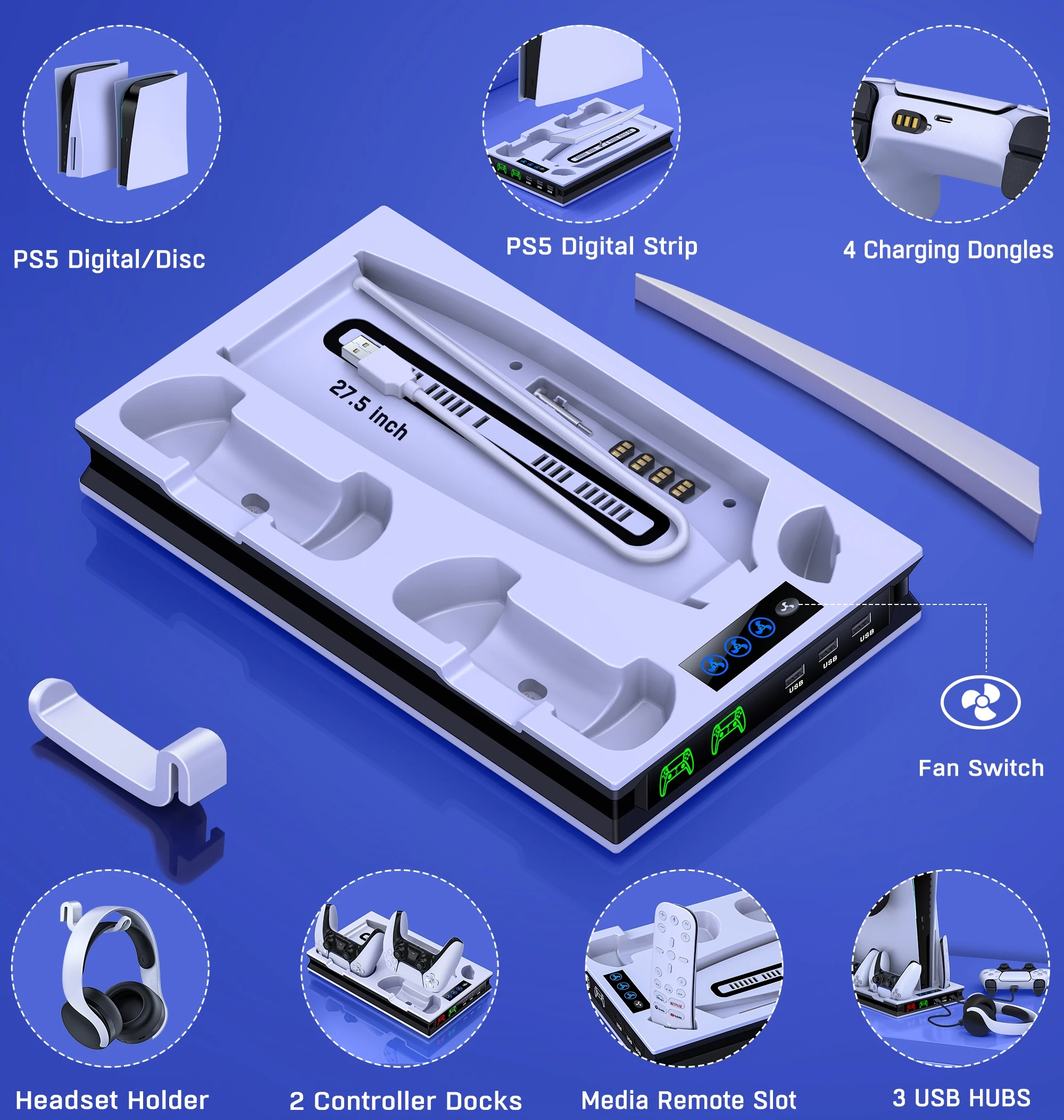 Thumbnail 2 - #6 Trending PS5 Vertical Stand With Fan Right Now