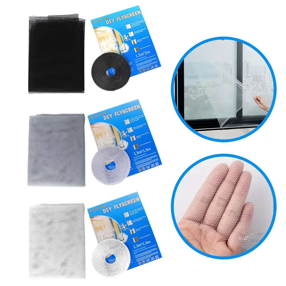 Screen Window Net  Indoor Insect Fly Screen Curtain Mesh Bug Mosquito Netting Door Window Removable Punch-free