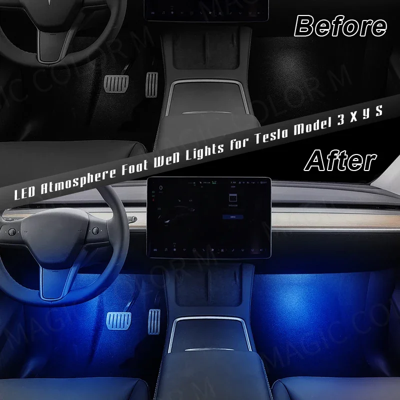 LED Voet-Well Verlichting Voor Tesla Model 3Y S X Ultra-heldere Interieur Sfeer Deur Instapje Kofferbak decoratieve Lamp Auto Accessoires