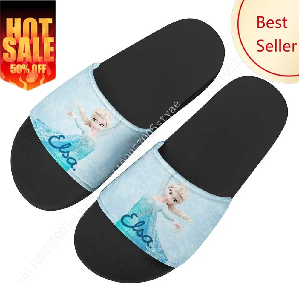 

Elsa Anna House Slippers Disney Cartoon Frozen Movies Sandals Design Your Photo Text Logo Holiday Decoration Gifts Custom Shoes