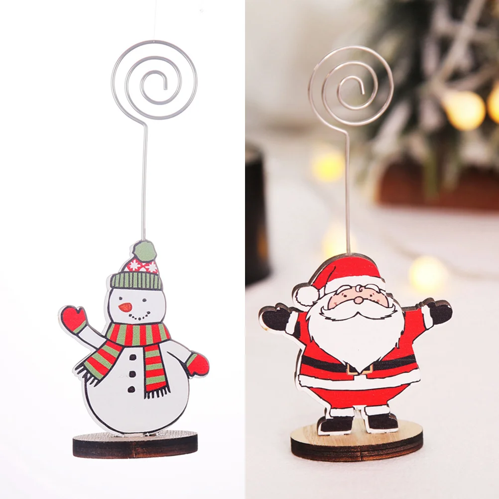 

Christmas Photo Clip Snowman Pattern Thickened Safety Base Desktop Decoration for Cards Notes Messages Xmas Party Holder