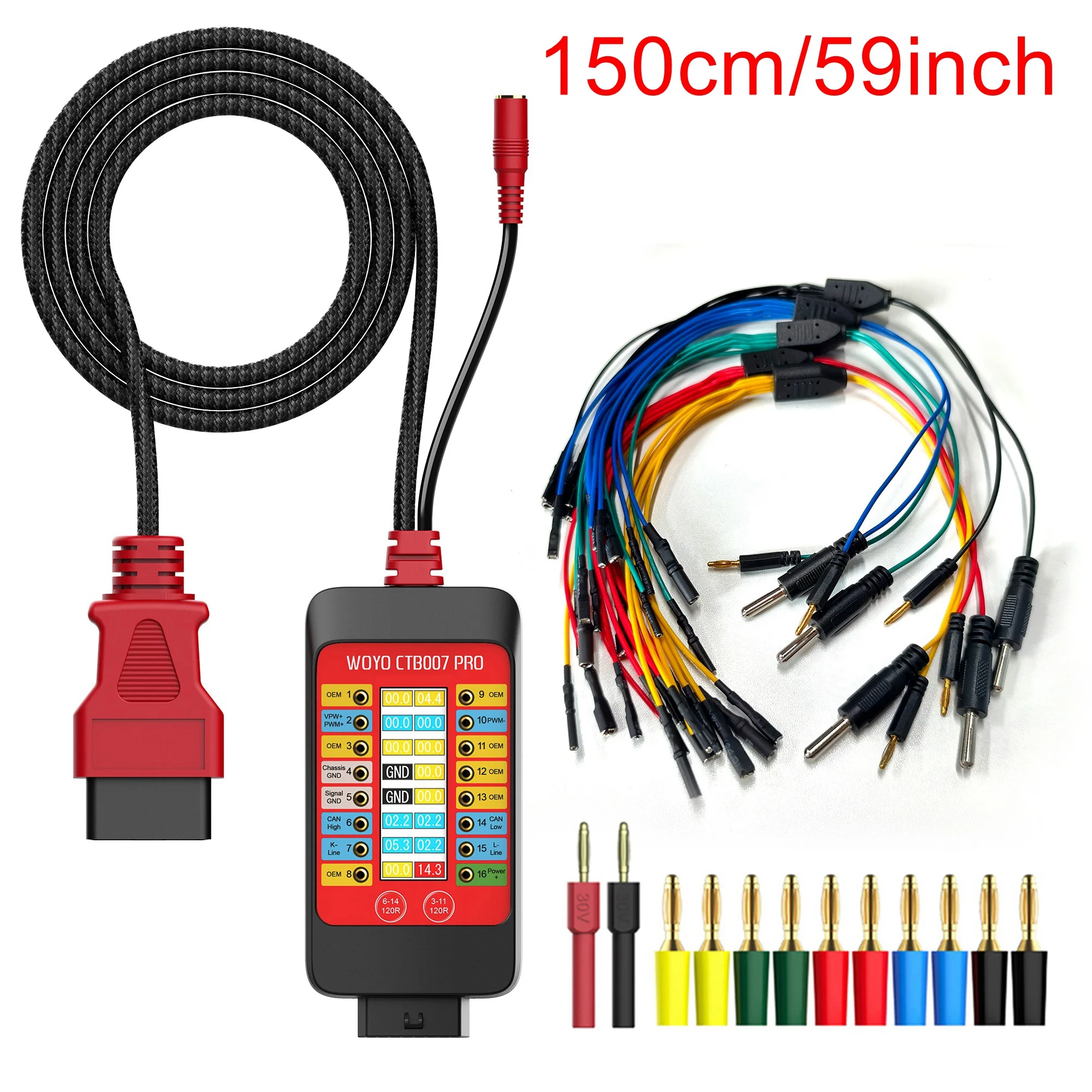 LCD ECU 테스트 도구가 포함된 브레이크아웃 박스, 벤치 자동차 진단 도구 WOYO CTB007 PRO OBD2 디지털 Vrms 디스플레이 CAN 테스트