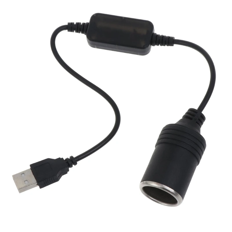 35cm USB to Car Cigarettes Female Socket Adapter Cord Wire 5V to 12V 12W