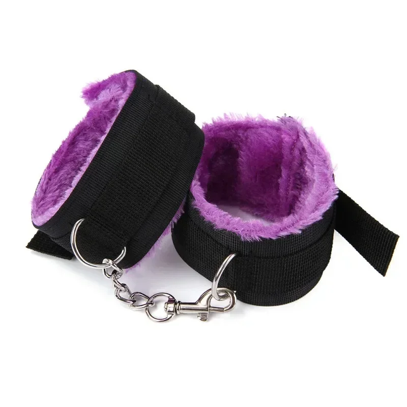 Unisex Adult Adjustable Sexy Prop Plush Sex Handcuffs Footcuffs Bondage Slave Exotic Accessories Couples Apparel