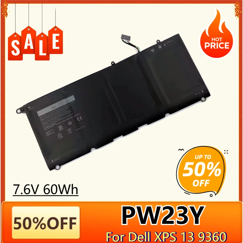 بطارية كمبيوتر محمول PW23Y 7.6 فولت 60Wh لسلسلة DELL XPS 13 9360 RNP72 TP1GT P54G بطارية بديلة عالية الأداء Bateria 7.6 فولت #2