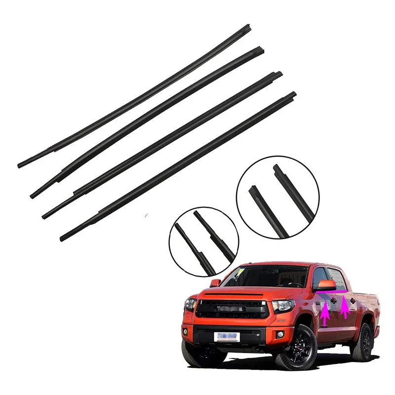 

4pcs Weatherstrip Windows Seal Door Belt Molding Weather Strip Replaces Trim Strip Window Sealing Strip For Toyota Tundra 08-15