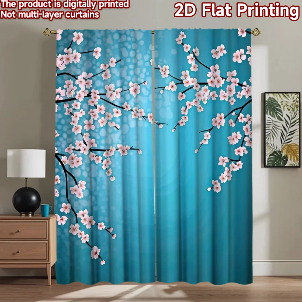 

1pc 2D flat Photography Backdrop Background cloth Cherry Blossoms on Blue 100% Polyester Festive Backdrops Use for Outdoor