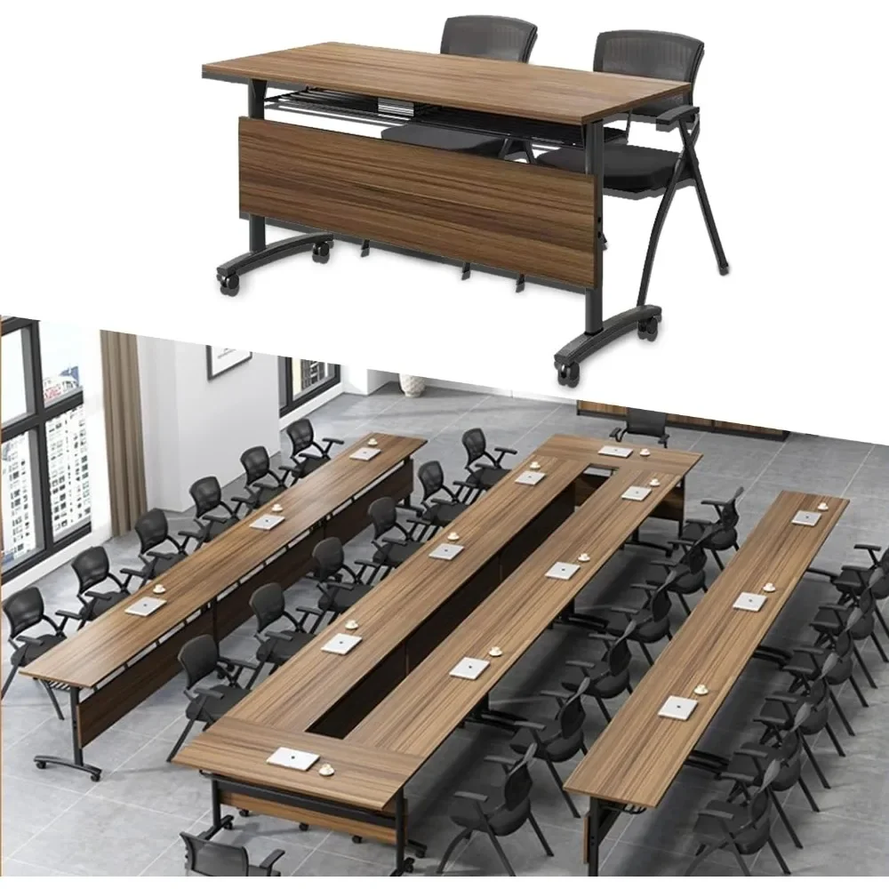 

Conference Table, Modern Mobile Meeting Table with Silent Wheels, Mobile Training Table for Training Rooms, Conference table