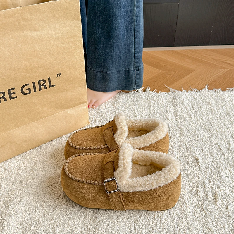الشتاء المرأة الدافئة والأكثر مبيعا لينة فو الفراء بطانة الجلد المدبوغ منزل دافئ داخلي في الهواء الطلق المتسكعون السيدات العمل حذاء مسطح