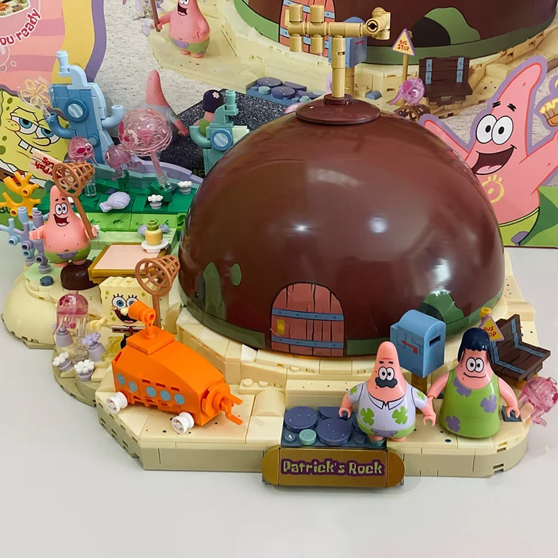 Bob l'éponge Patrick Star Rock maison blocs de construction ensemble créatif bricolage assemblage jouet éducatif pour enfants cadeau de noël boîte aveugle