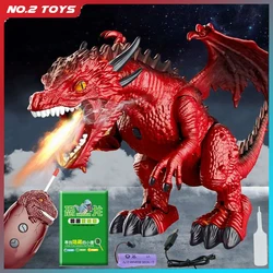 2.4G Remote Control Dinosaur Kids RC Electric Walking Spray Dinosaur Simulation Velociraptor Toy With LED Light Music Gifts