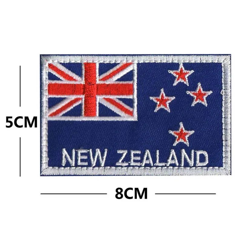 New Zealand Flag  Silver Fern Embleem Flag Fabric Applique Embroidery Hook and Loop Patch,Tactical Badges Stickers on Backpack