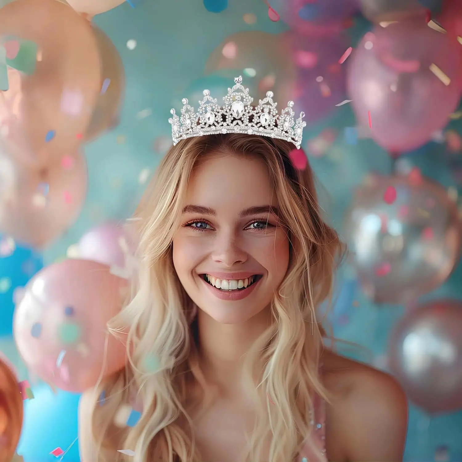 Barocke Strass-Geburtstagskönigin-Schärpe, Band, Krone, Tiara, Stirnbänder, Schärpe mit Anstecknadel, Happy Birthday Party für Frauen und Mädchen – Detail 2