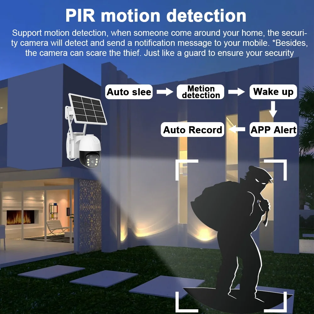 4G Solar Camera 4MP WiFi Outdoor CCTV Color Night Vision Video Security Surveillance Camhipro APP PTZ IP Security Cam