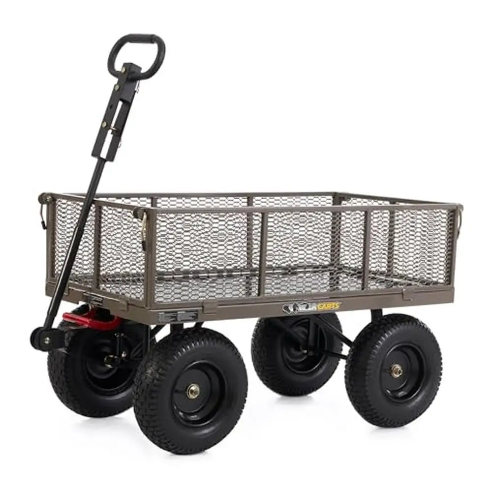 

Heavy Duty Garden Wagon Cart with Quick Release System 1200lb Capacity Removable Sides and Convertible Handle All Terrain Steel