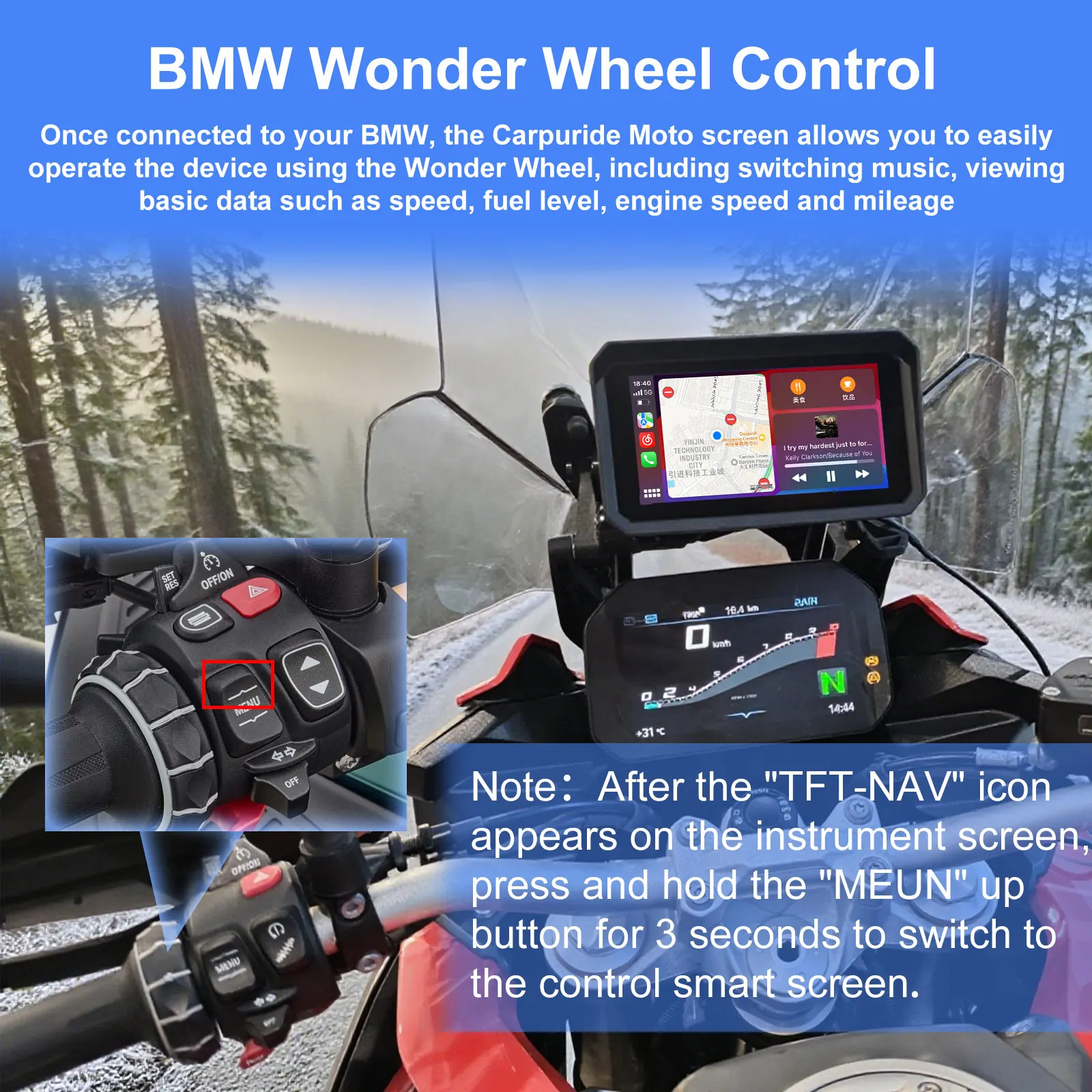 Spécial pour BMW R1200GS R1250GS R1300GS F800 F850 F900 S1000XR sans fil CarPlay Moto Android Auto GPS Moto Navigation