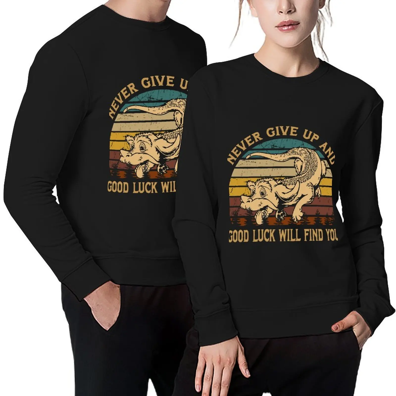 

Funny Gift For Graphic Neverending Arts Story Films Never Give Up Gifts For Fan Pullover men's winter sweater sweatshirt