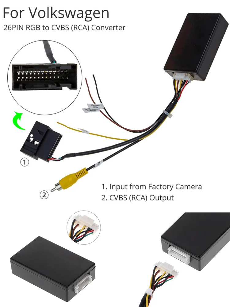 

12V Backup Camera Converter RGB To AV Parking Camera Decoder Reverse Camera Interface for Volkswagen RCD510 RNS510 RNS315