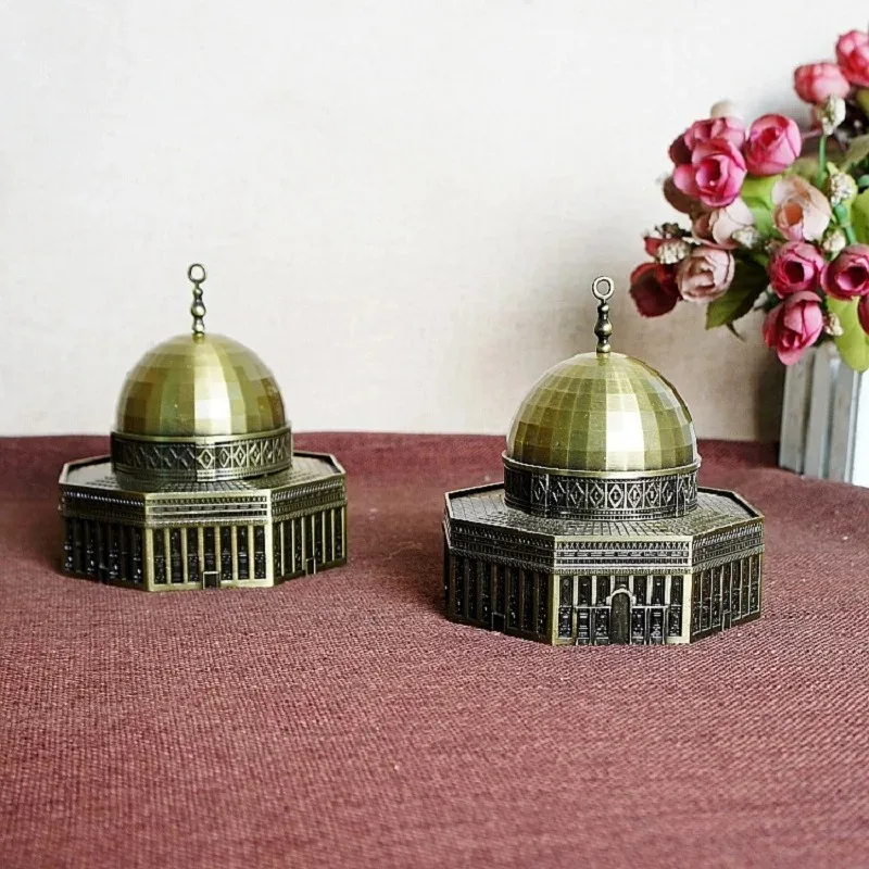 Retro Famous Landmark Architectural Model Jerusalem Dome Metal Figurine Building Statue Home Office