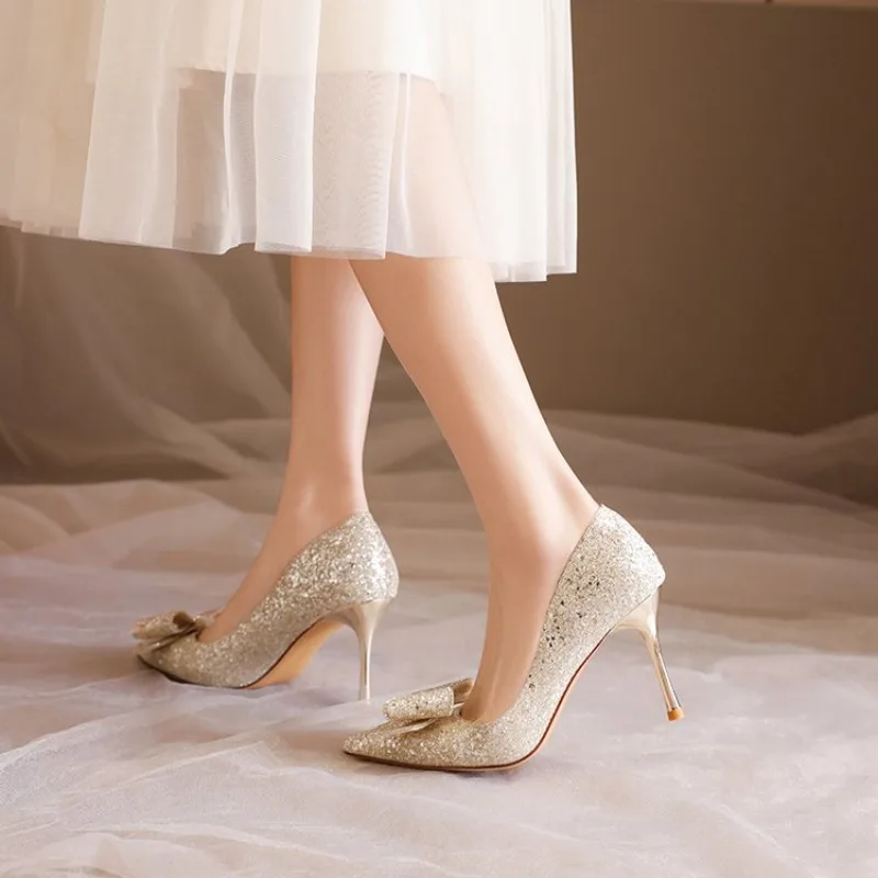 2024 New Spring Summer Autumn Wedding Shoes Women\'s Thick Heels Bride Red Suede Wedding Barefoot Shoes Zapatos De Mujer