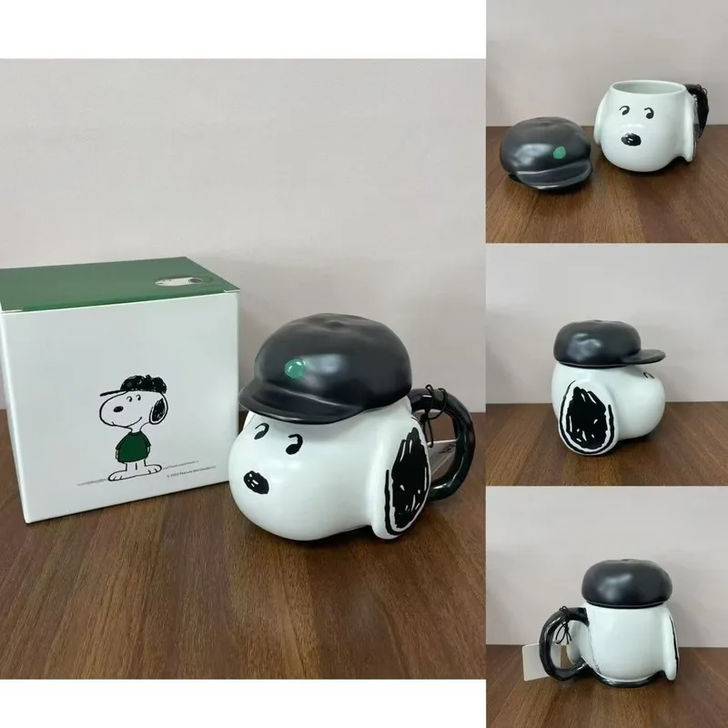 

Аниме-фигурка, милая мультяшная чашка, фартук бариста, совместная с крышкой, керамическая ручка для кофе, чашка с надписью, рождественский подарок-сюрприз