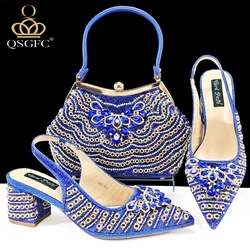 QSGFC New Rhinestone Big Pumps And Bag To Party INS Style Pointed-Toe Shoes And Bag Elegant High Heels for Women