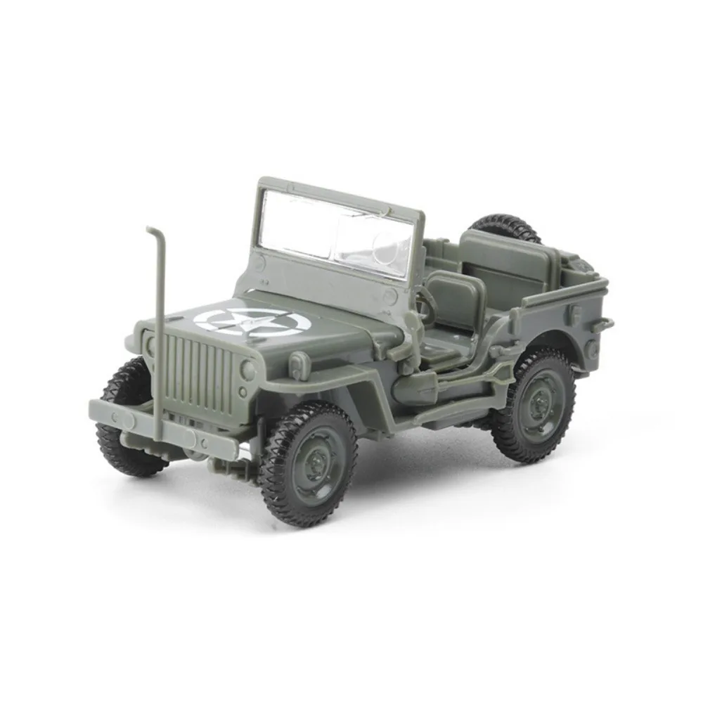 1/72 DIY WW2 Off-road Cars Puzzles Models 3D Plastic Assemble Building Blocks Kits for Teen Adult US Military Forces Willys Jeep