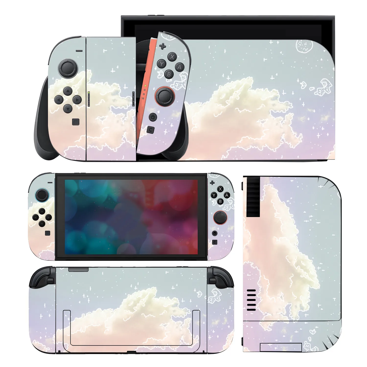 닌텐도 스위치 2 용 보호 스킨 스티커 NS 2 콘솔 컨트롤러 용 파스텔 클라운드 데칼 Vinly Joycon Switch 2 액세서리