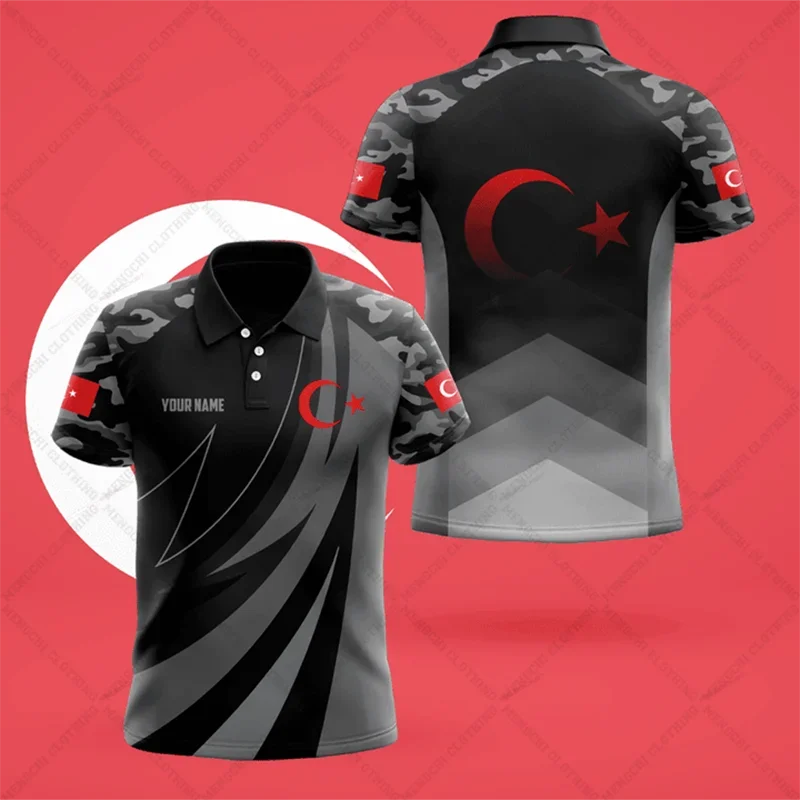 

Customize Turkey Fire Graphic Camo Polo Shirt Summer Unisex Casual Streetwear Loose Vintage Jersey Oversized Fast Dry Sportswear