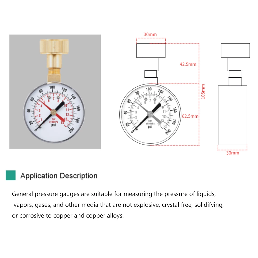 Manomètre à pression numérique pour pompe à eau, manomètre à vide, air, gaz, eau, carburant, liquide, 3500/200 PSI, 3/4 NPT, 0-14 bar