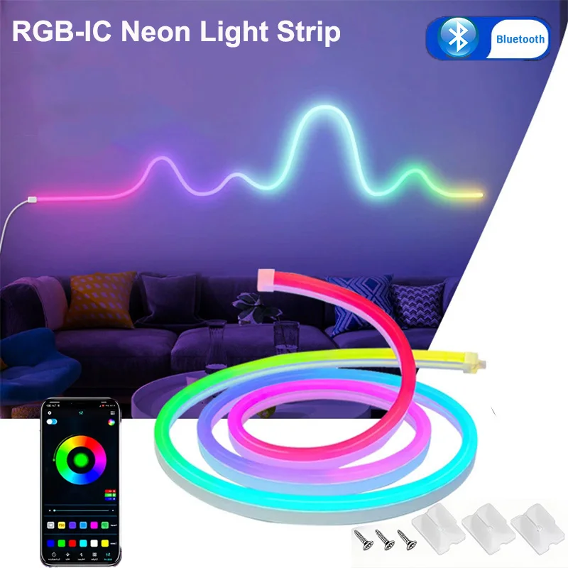 5 فولت USB RGBIC النيون LED قطاع 1/2/3/5 متر IP65 RGB النيون مصباح الشريط بلوتوث App مع مزامنة الموسيقى DIY بها بنفسك النيون إضاءة ديكور