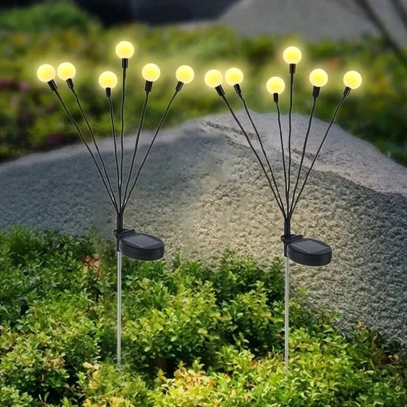 مصابيح اليراع الشمسية LED على شكل نجمة، مصابيح حديقة خارجية مقاومة للماء لتزيين الحديقة والمسار والمناظر الطبيعية