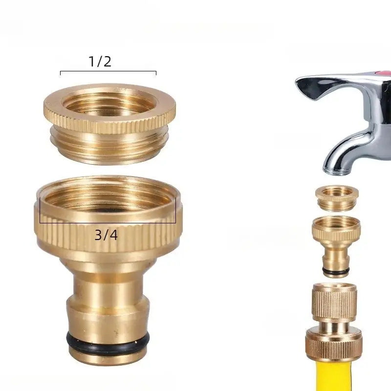 Adaptador de manguera de lavadora a presión, conector de grifo de manguera de latón de 3/4 ''1/2'', adaptador de tubería de agua roscado para jardín, equipo de riego