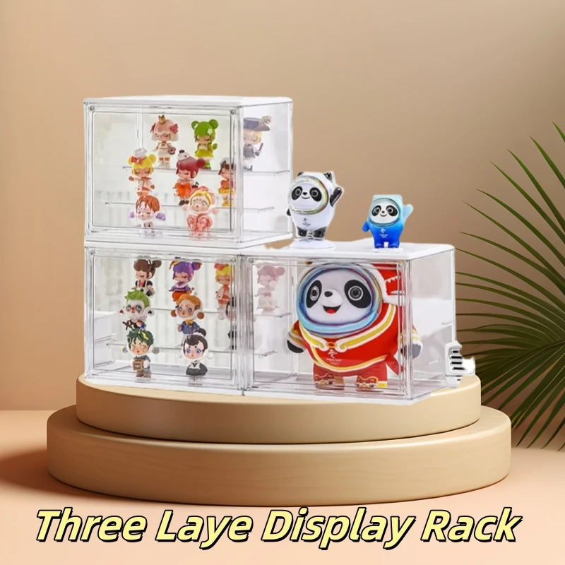 

1PC Three Layer Acrylic Display Rack Transparent Ladder Handmade Anime Car Model Blind Box Storage Box Jewelry Sorting Box