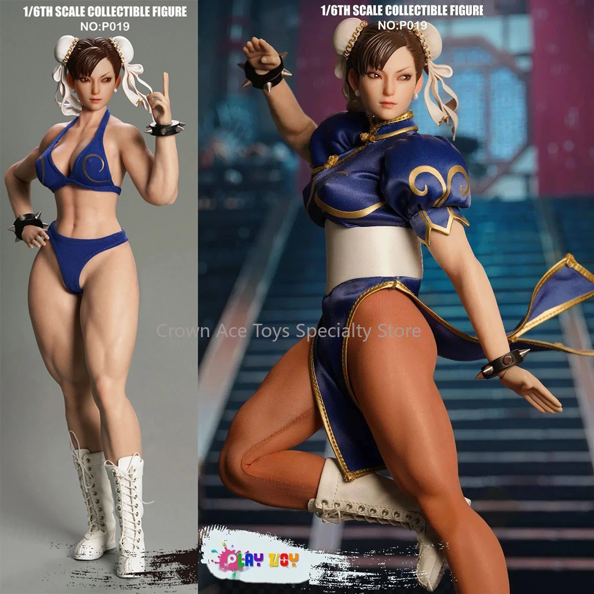 

In Stock PLAY TOY P019 1/6 Soldier Fighting Goddess Chun Li 12'' Female Delicate Full Set Action Figure Muscle Body Trendy Toys