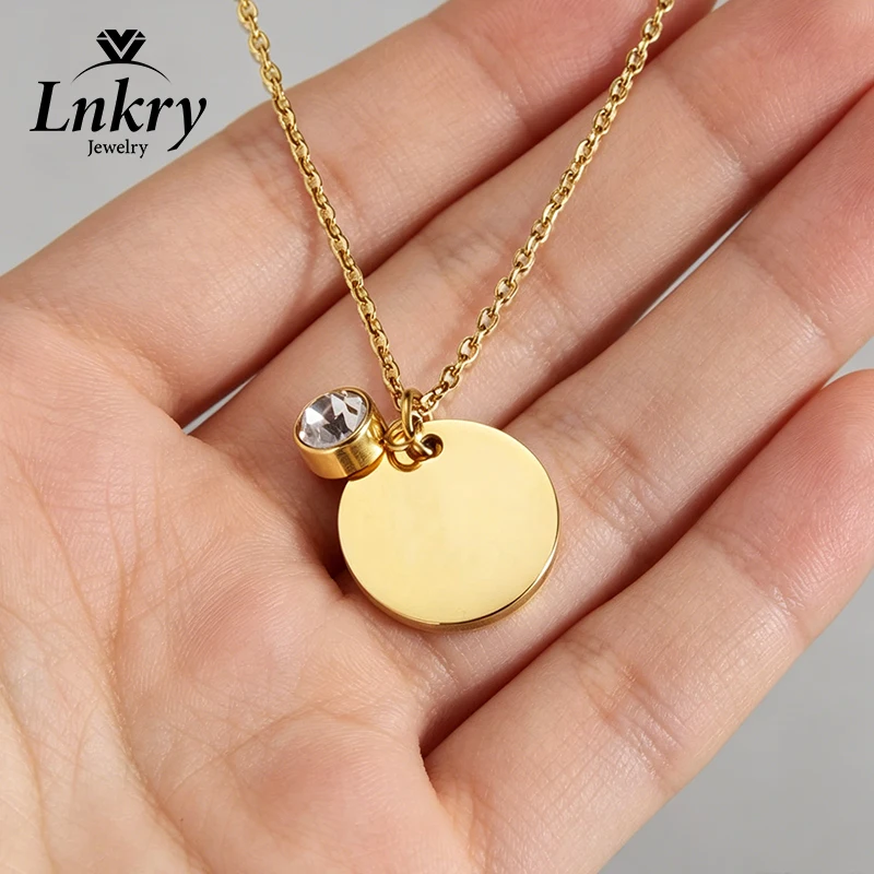 Lnkry 5mm 0.5ct Brilliant Cut Moissanite Diamond Necklace Trendy Roung Tag Necklaces For Women Certified Jewellery Gift