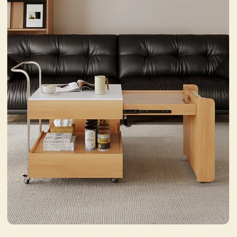 

Medieval furniture retractable mobile small apartment living room coffee table sofa edge bedside locker tea table