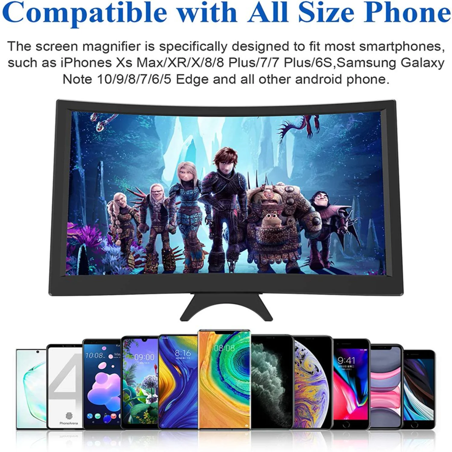 3D HD Screen Magnifier for Cell Phone - Foldable Stand Holder with Amplifier - Compatible with Smartphones