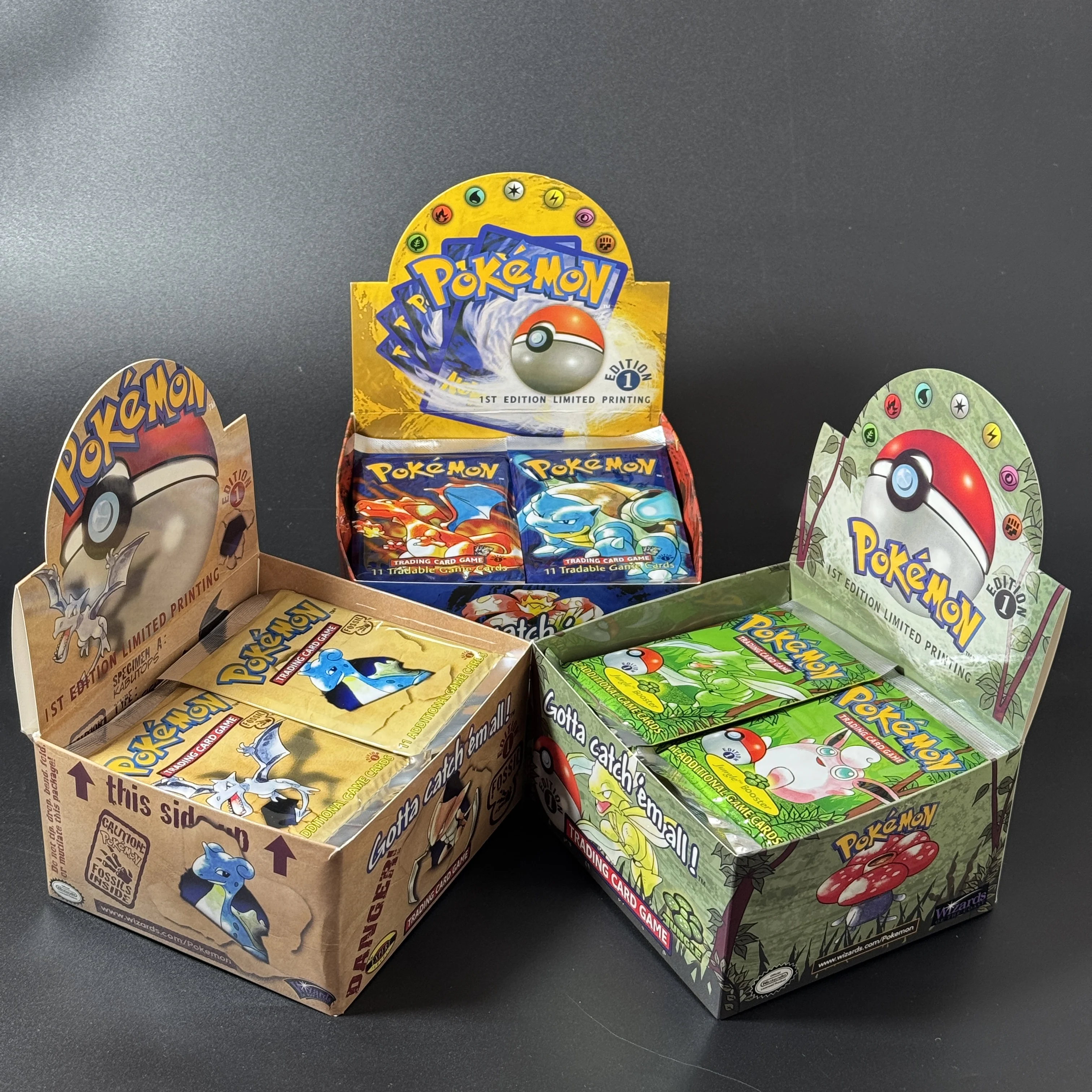 PKM プロキシゲーム PTCG カード レア ブースターパック ベース フォッシル ジャングル 9 シングルバッグ 1パック 11枚入りカードとブースター 3箱 1箱 36パック おもちゃ