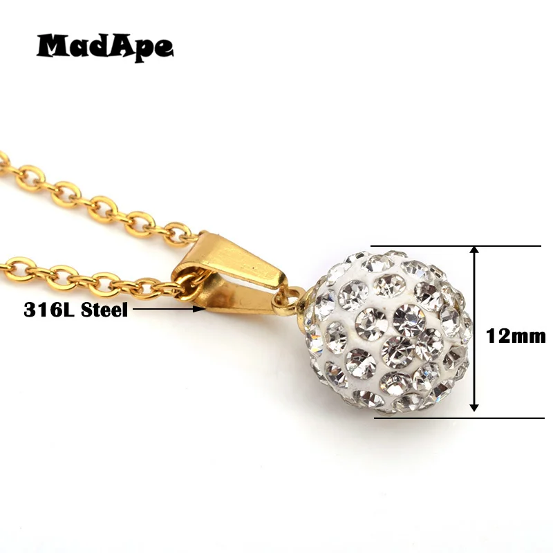 MadApe Cute Small Ball Pendants & Necklace With White Zircon Pendant Necklace For Women Fashion Sweater Chain Choker Jewelry