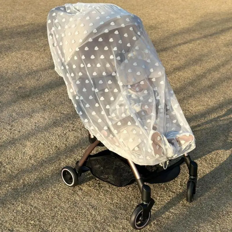 K1KC Jantung Sulaman Bayi Baby Fly Net untuk kereta bayi dan bassinet, Perlihatkan Perlindungan Lalat Lalat Lalat Bersepeda