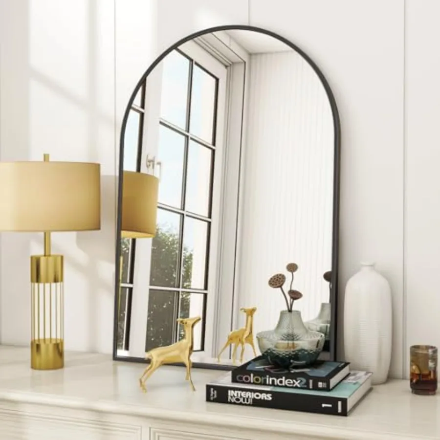 

Arched Wall Mirror 24 x 36 inch Arch Bathroom Mirror Wall Mounted Vanity Mirror with Arch Metal Frame Modern Bathroom Vanity Mi